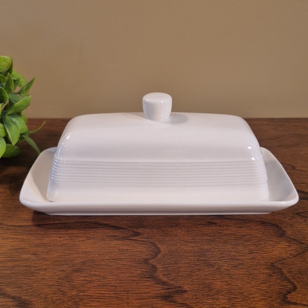MAISON NEUVE White Ceramic Lidded Butter Dish
